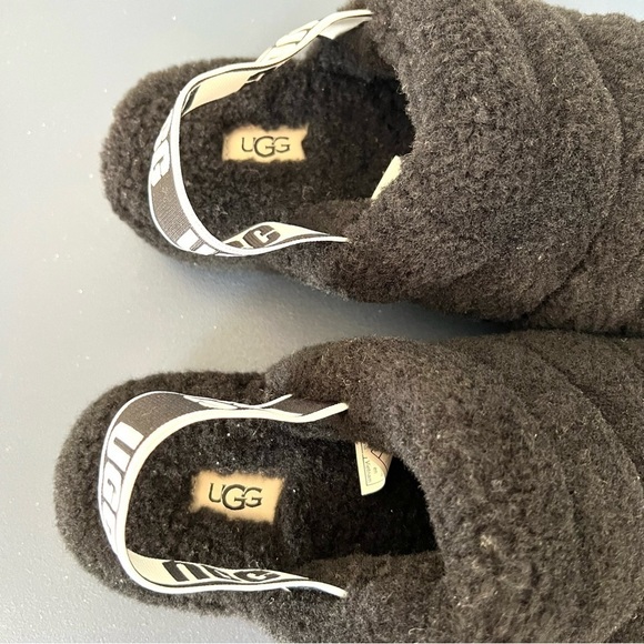 Ugg Fluff Yeah Fuzz Black Slide Open Toe Soft Shoe Slides Sandals Size 8 - Picture 4 of 16